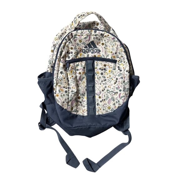 Adidas Stratton III Backpack Woodland Floral Cream Gray Multiple Pockets - Picture 2 of 15